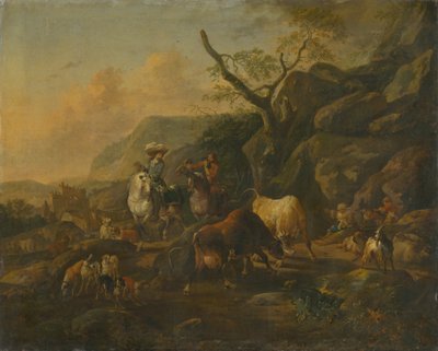 Landschaft mit Jägern von Johann Heinrich Roos